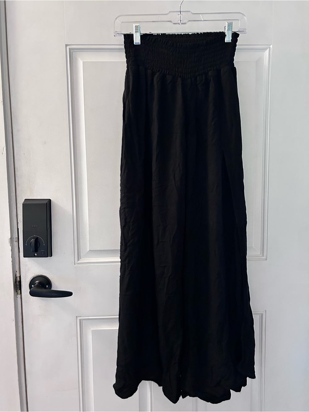 Rewash Black Smocked-Waist Maxi Skirt